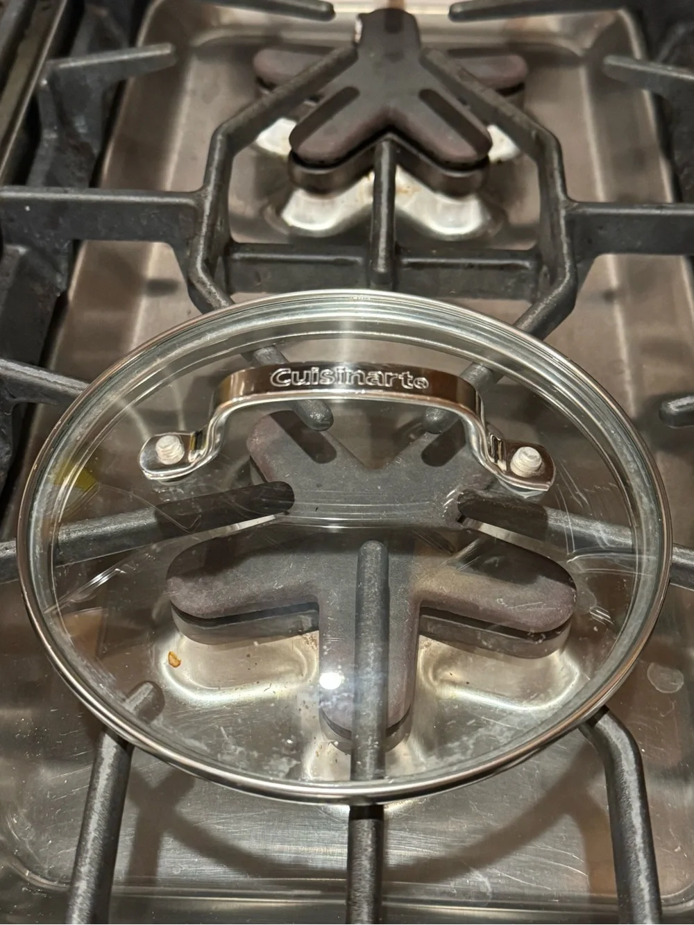 Cuisinart Clear Glass Replacement Small Lid 6.25” with Stainless Handle - Clear
